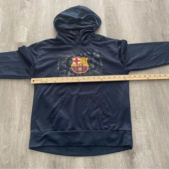 FCB Barcelona Hoodie Sweatshirt Mens M Blue Futbol Soccer Mes Que Un Club - Picture 3 of 5
